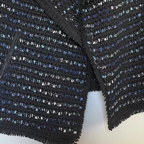 White House Black Market Short Tweed Jacket with Looped Fringe Trim - Picture 3 of 8